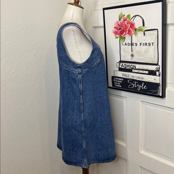 FRAME Molino Micro Flare Denim Mini Dress Size M - Picture 4 of 11